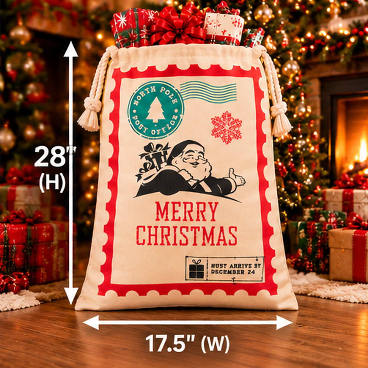 Personalized North Pole Santa Sack – Merry Christmas Gift Bag