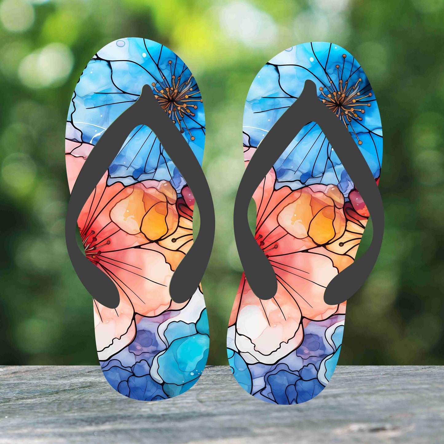 Watercolor Flowers Flip Flops