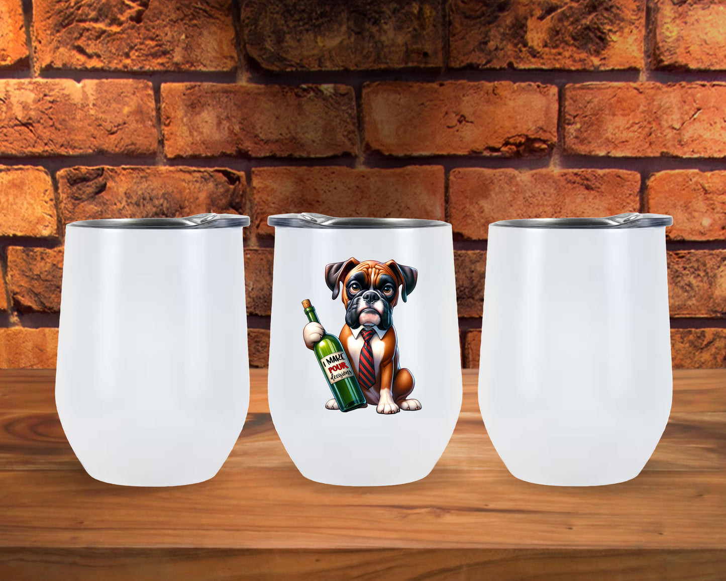 Dark Brown Dog with Red Tie Wine Glass Tumbler