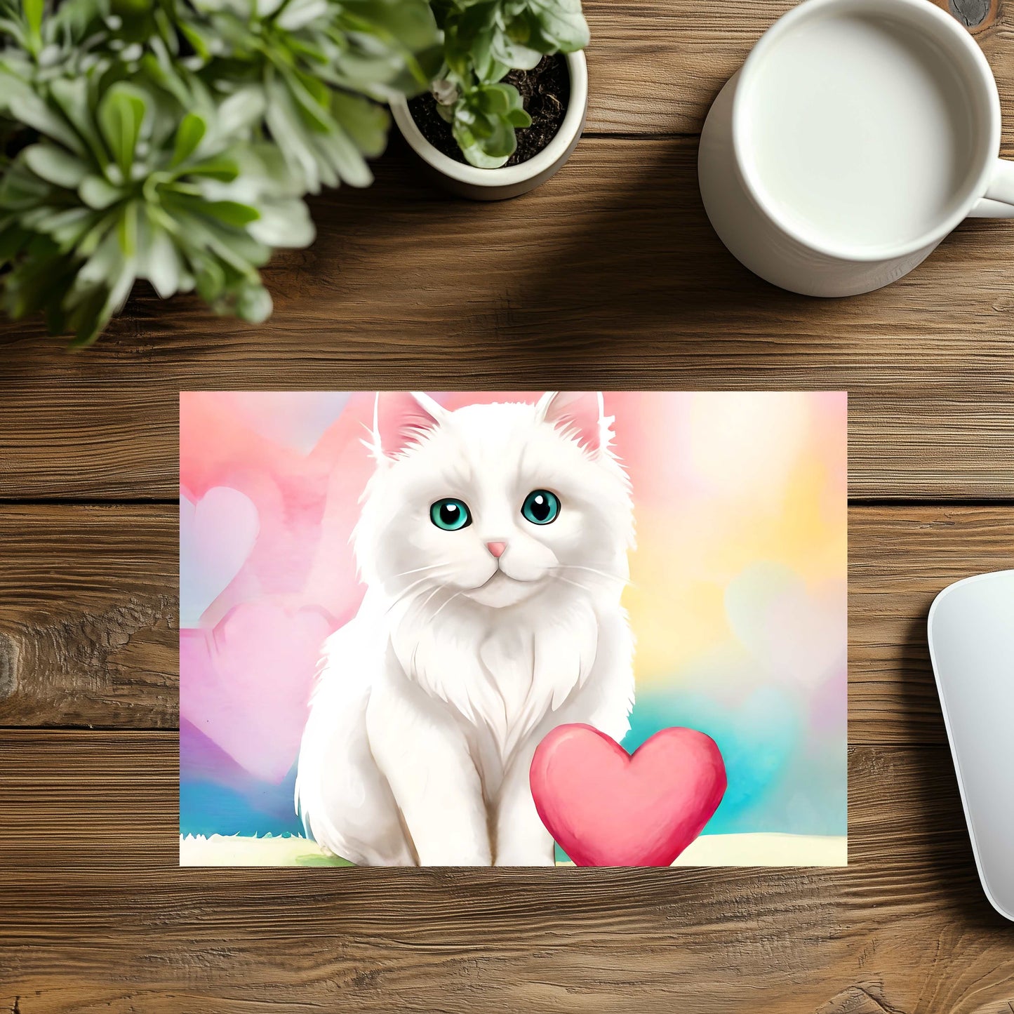 White Kitty Mousepad