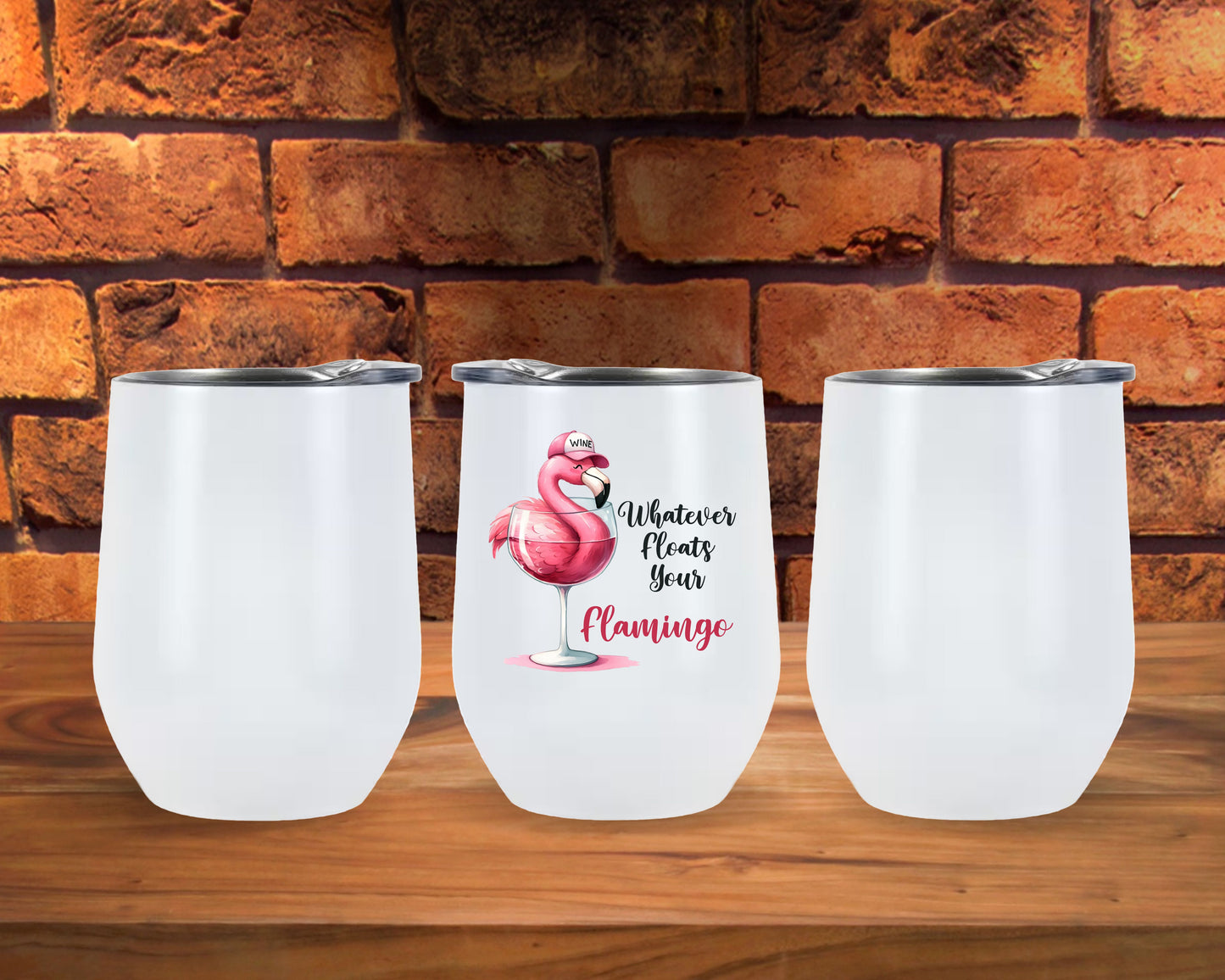 Whatever Floats Your Flamingo Wine Glass Tumbler