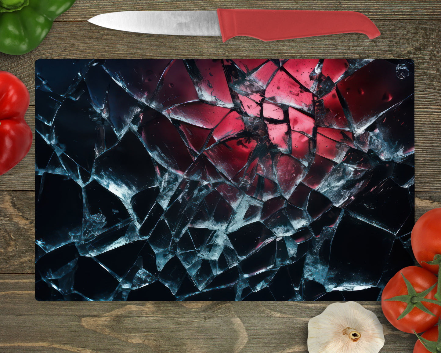 Broken Glass Red Cutting Board