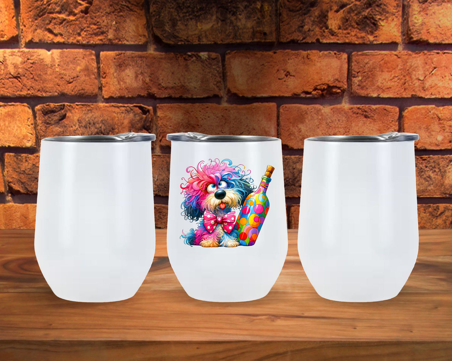 Neon Puppy Wine Glass Tumbler