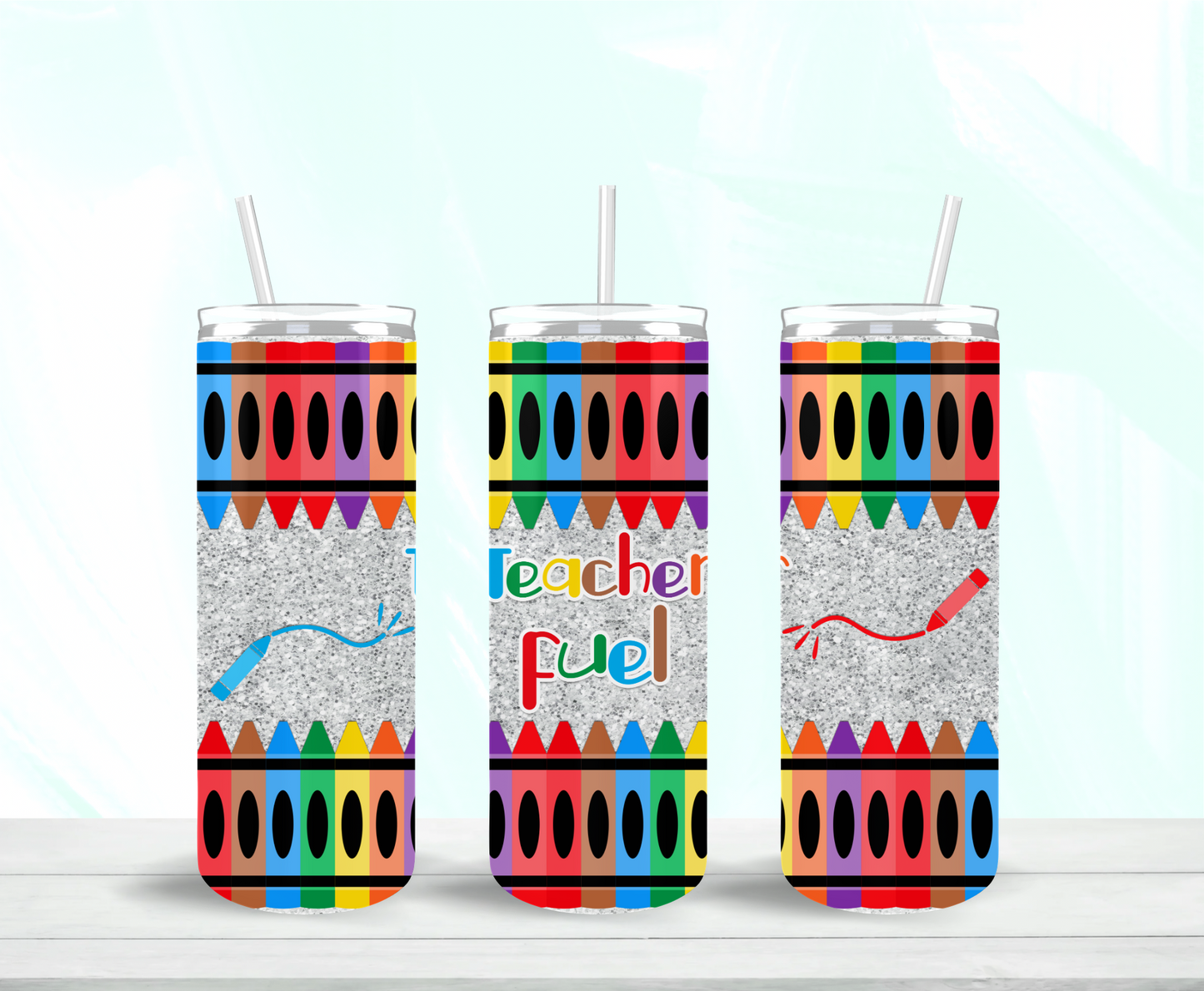 Teacher Fuel Crayons Skinny Tumbler