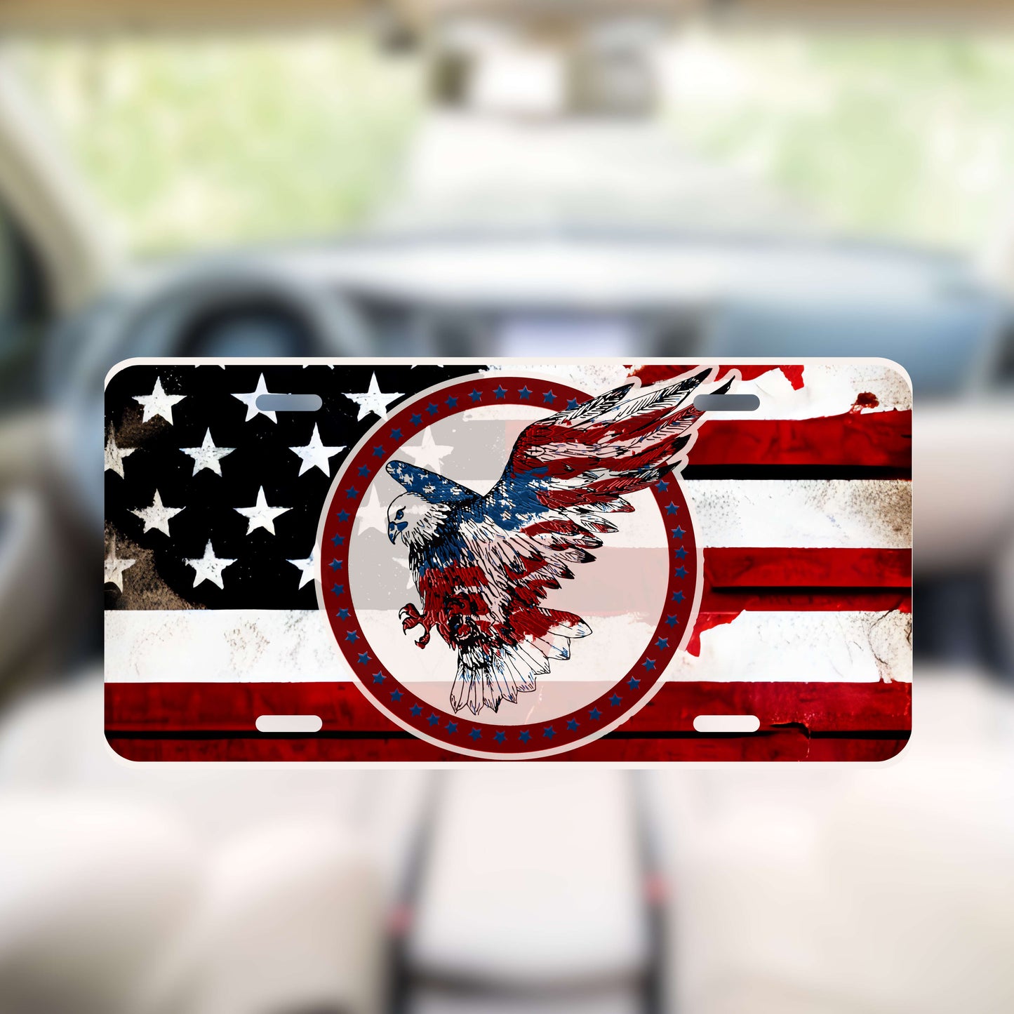 American Flag Eagle License Plate