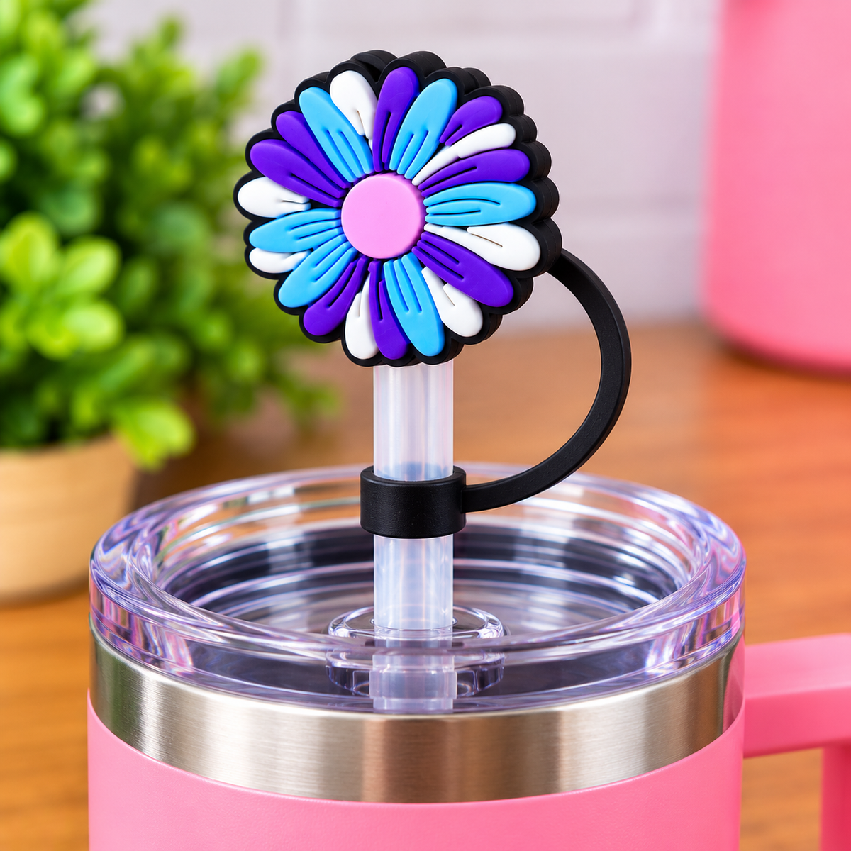 Colorful Flower Silicone Straw Topper – Fits 10mm Straws
