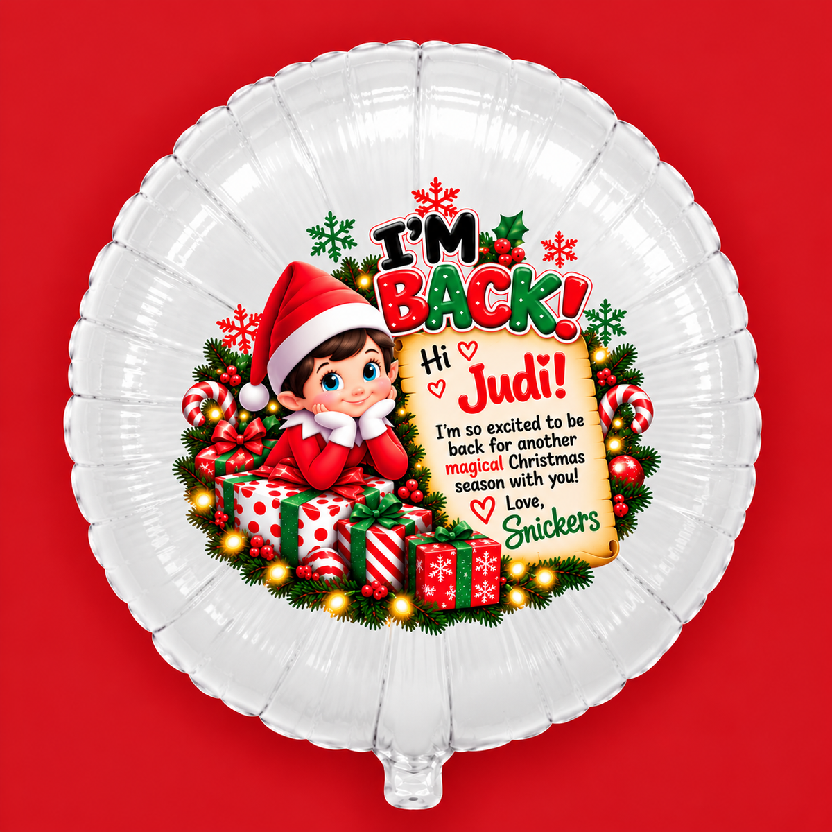 Personalized Elf Arrival Balloon – Boy or Girl Elf