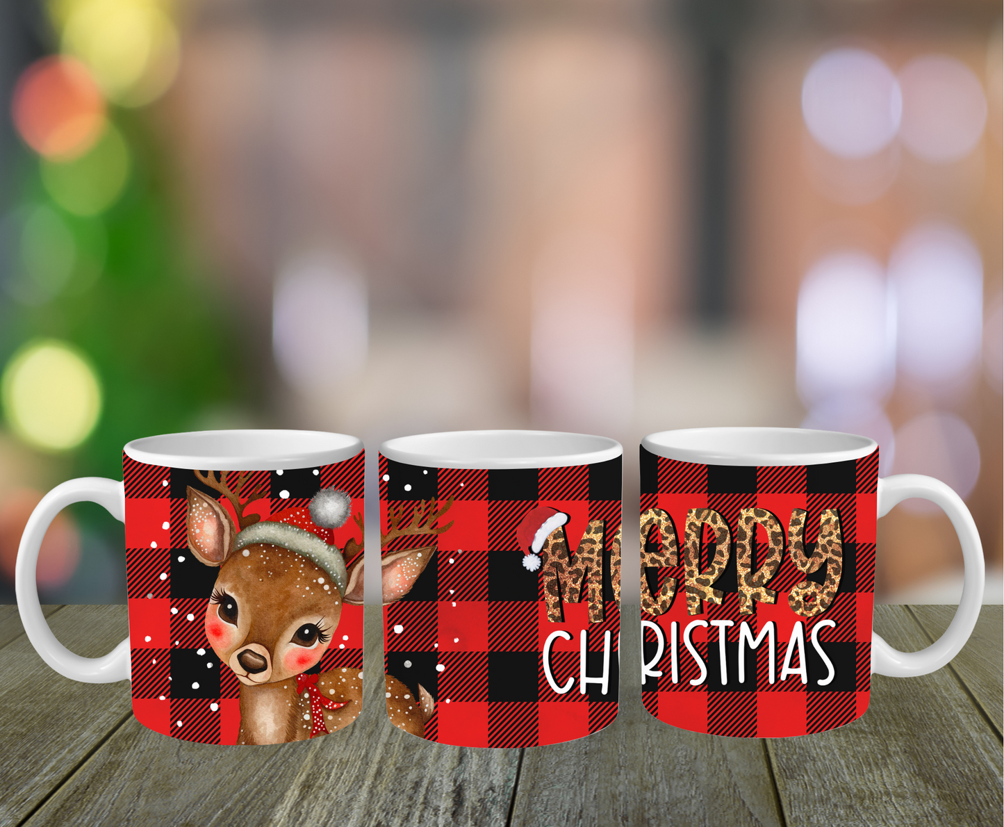 Deer Buffalo Plaid Mug