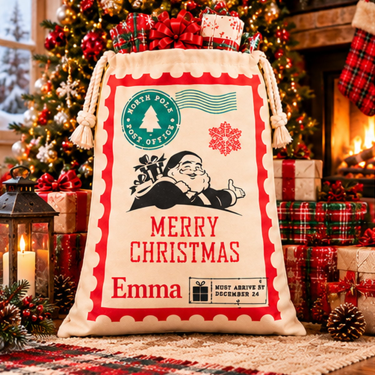 Personalized North Pole Santa Sack – Merry Christmas Gift Bag
