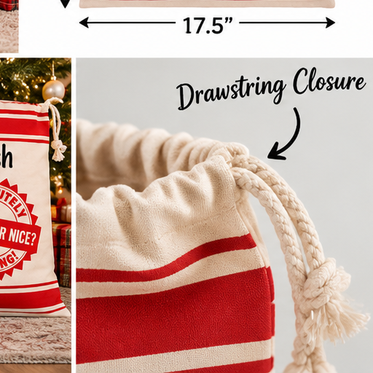 Personalized Santa Christmas Gift Sack – Naughty or Nice? No Peeking!