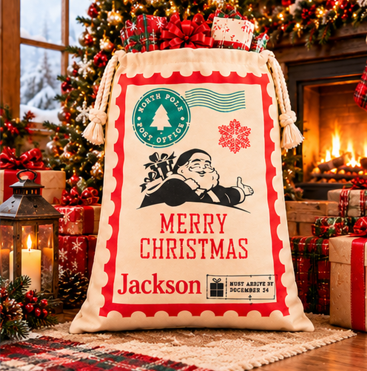 Personalized North Pole Santa Sack – Merry Christmas Gift Bag