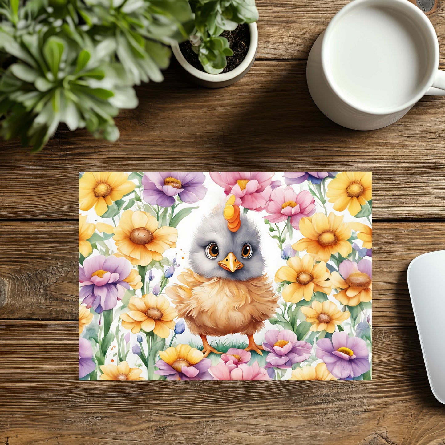 Flowers And Chick Mousepad