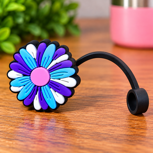 Colorful Flower Silicone Straw Topper – Fits 10mm Straws