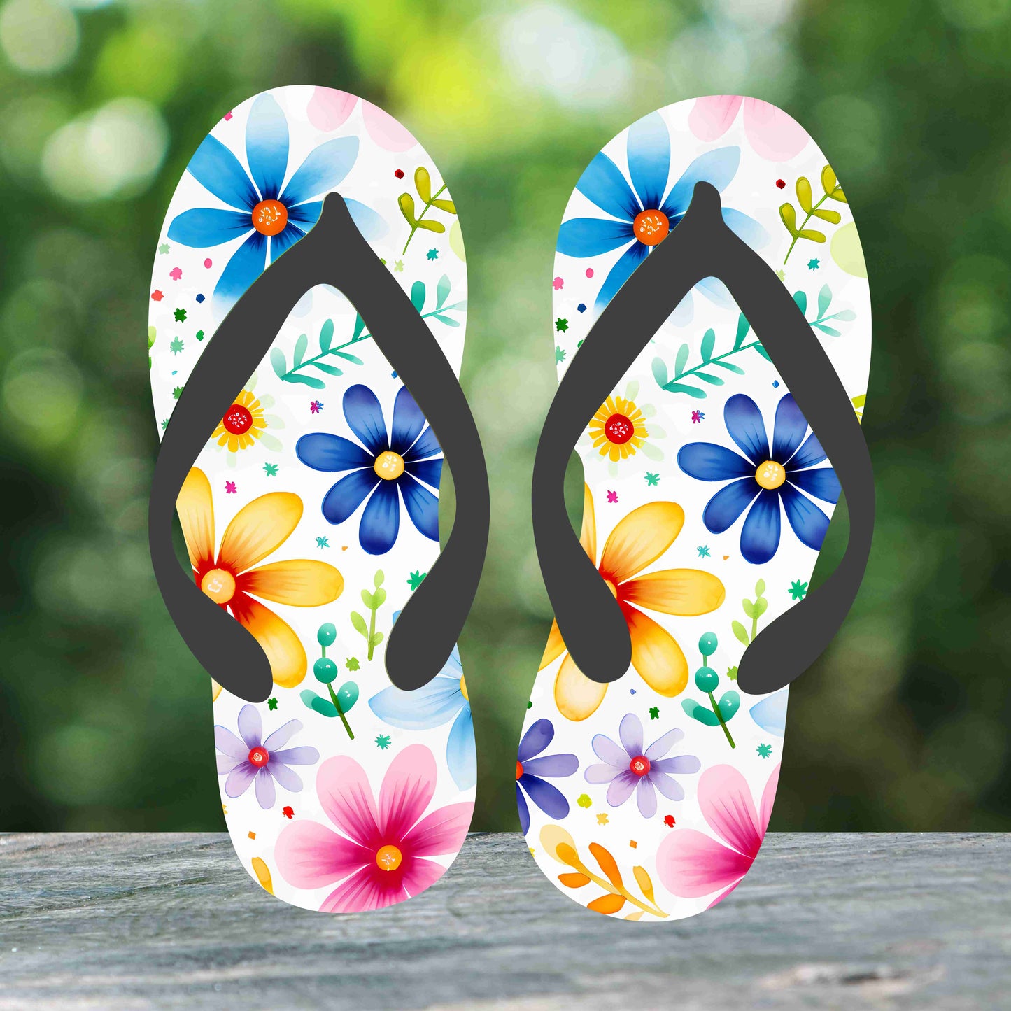 Colorful Flowers Flip Flops