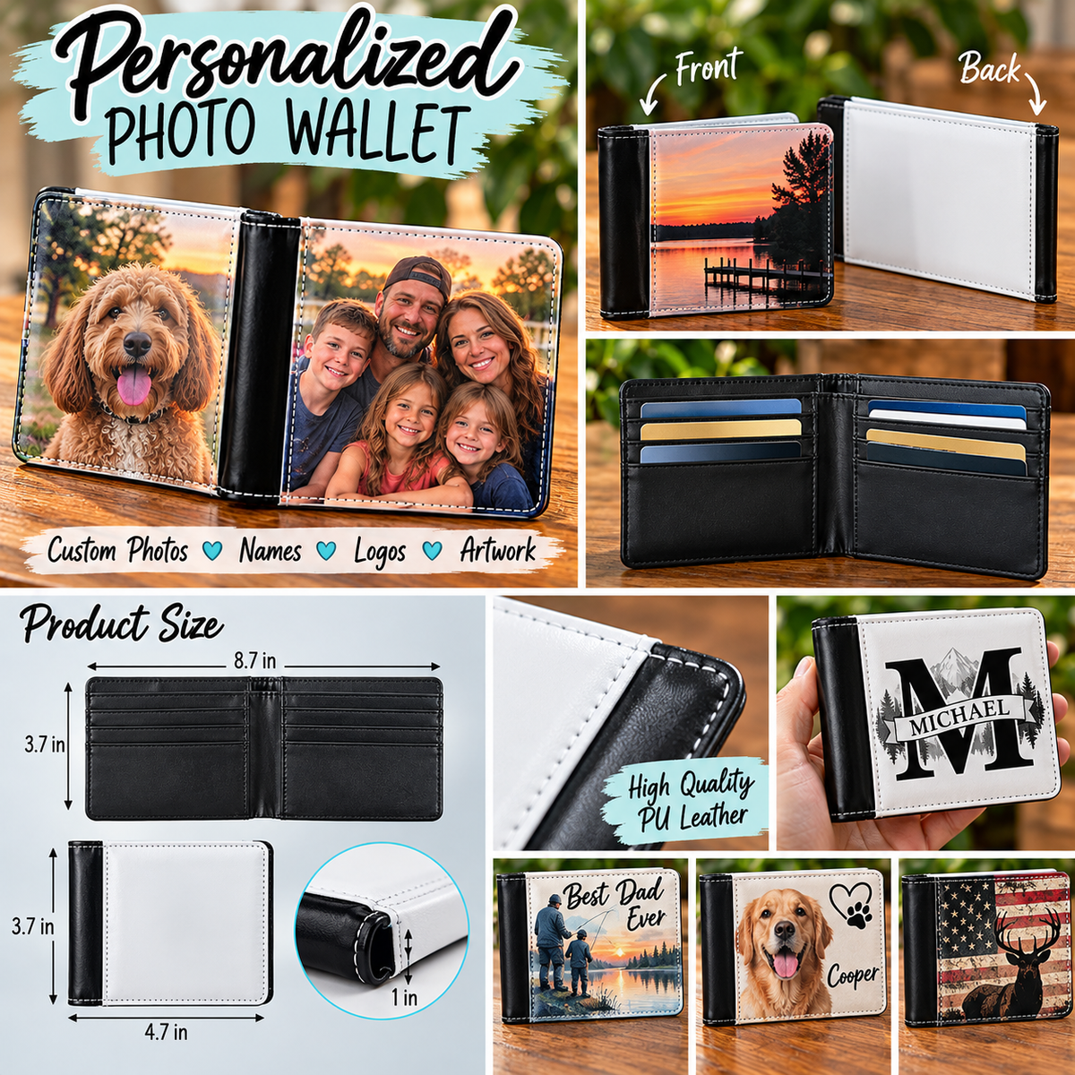 Personalized Photo Bifold Wallet – Custom Sublimation Wallet