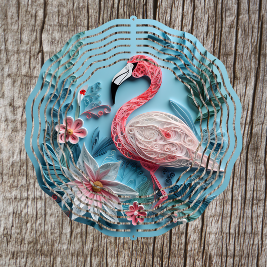 Flamingo Rolled Paper 3D Wind Spinner