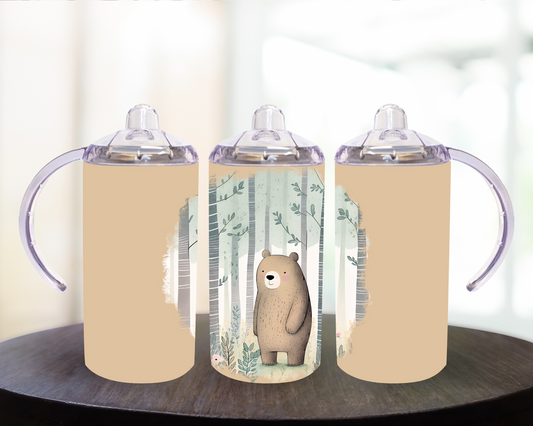 Bear In The Woods Cream 12 oz Sippy Cup