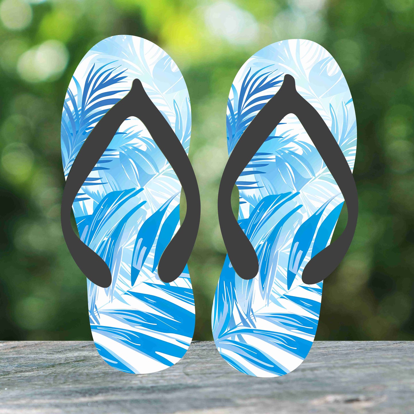 Blue Leaves Flip Flops