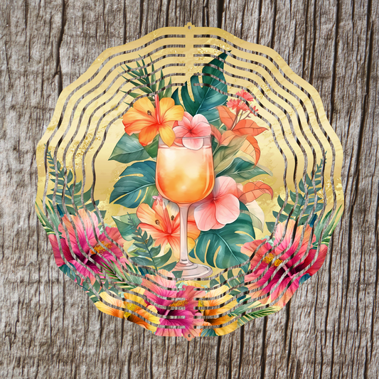 Tropical Drink with Flowers Wind Spinner