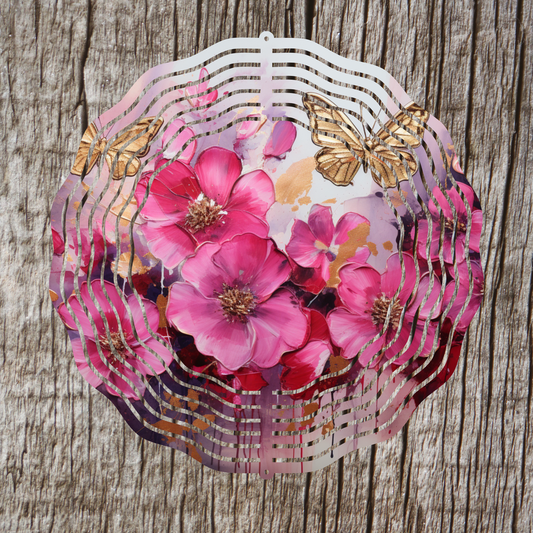 Flowers And Butterflies Wind Spinner