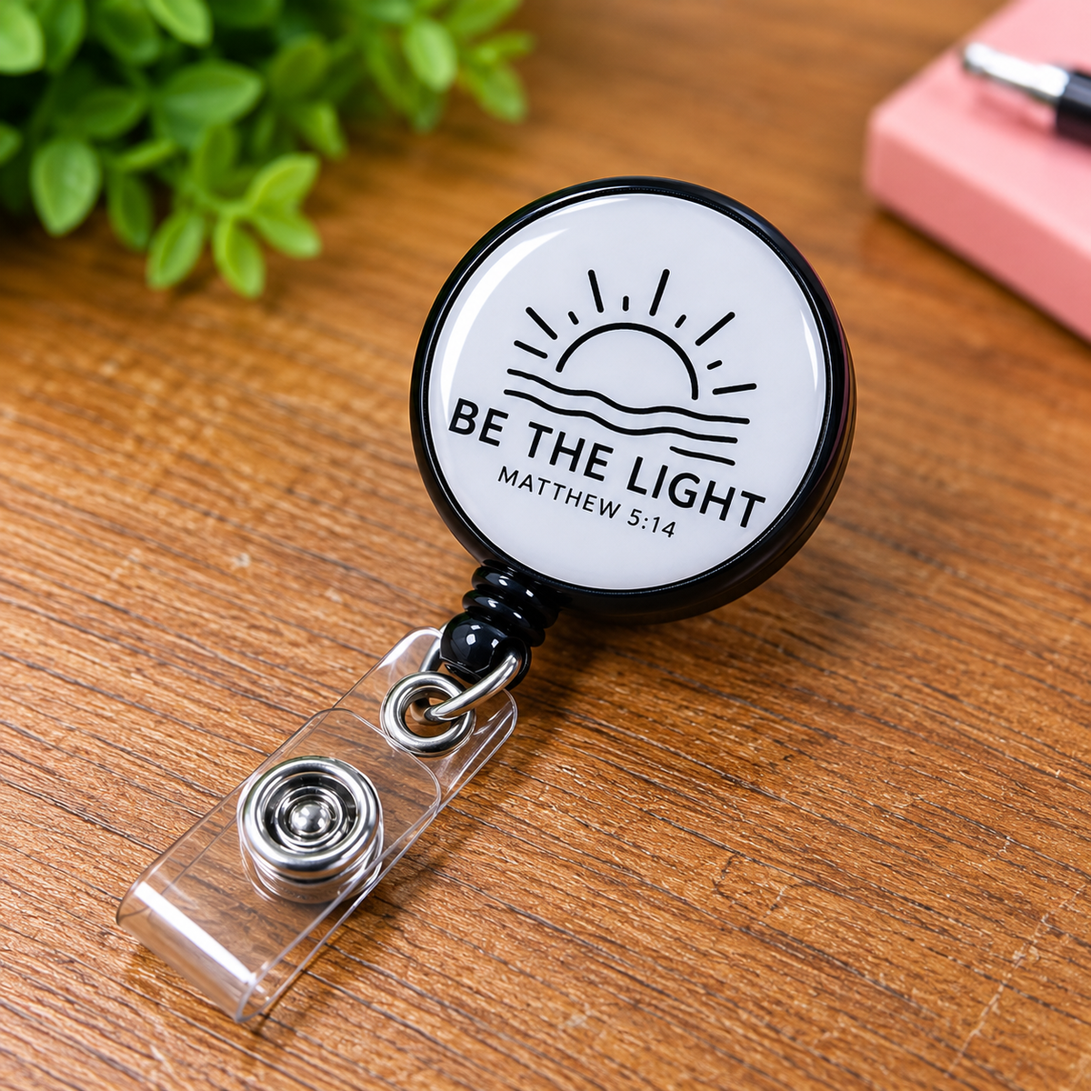 Be the Light Retractable Badge Reel – Matthew 5:14 Christian ID Holder