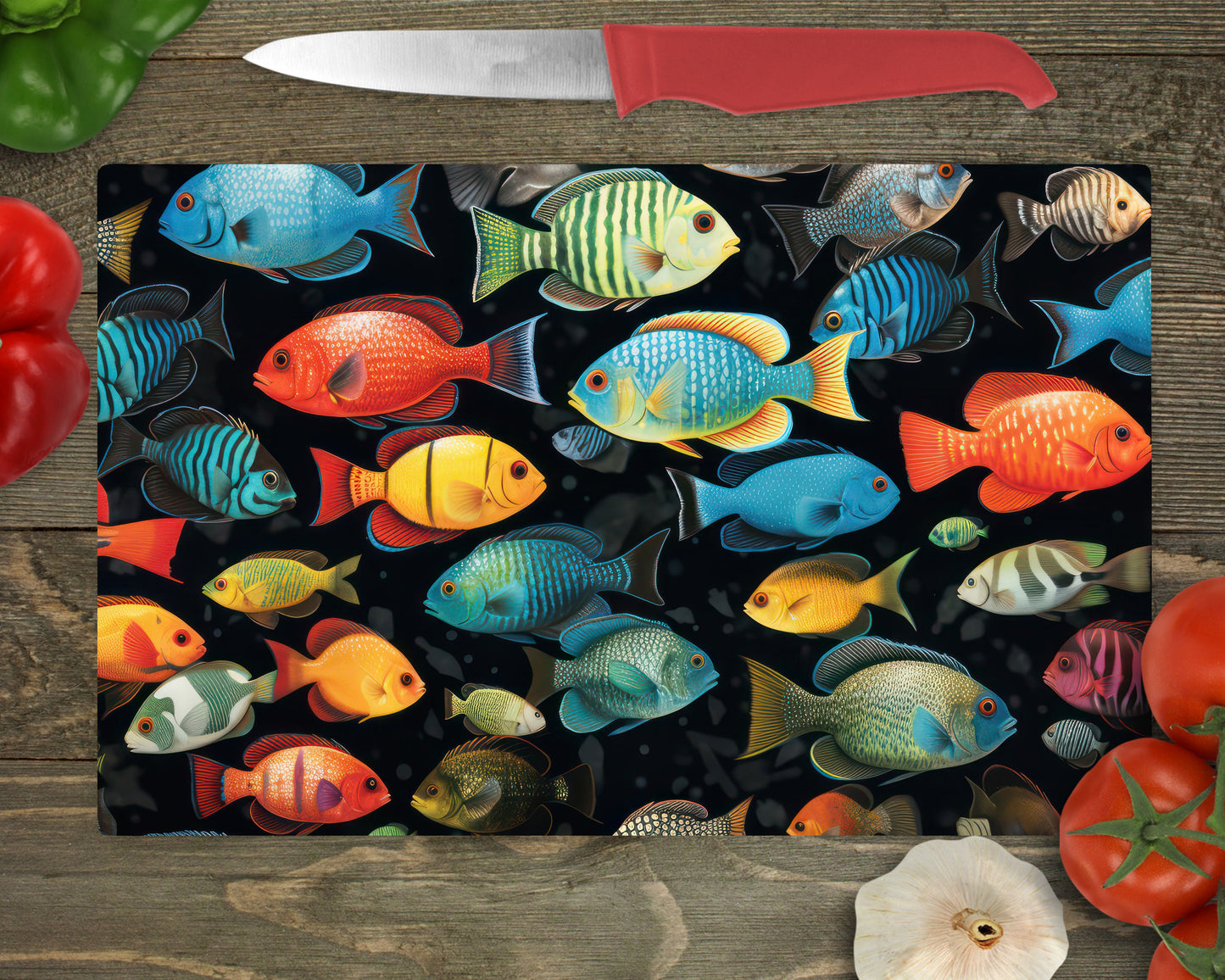 Rainbow Aquarium Fish Cutting Board