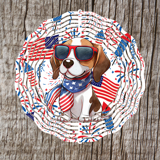 Patriotic Beagle Wind Spinner