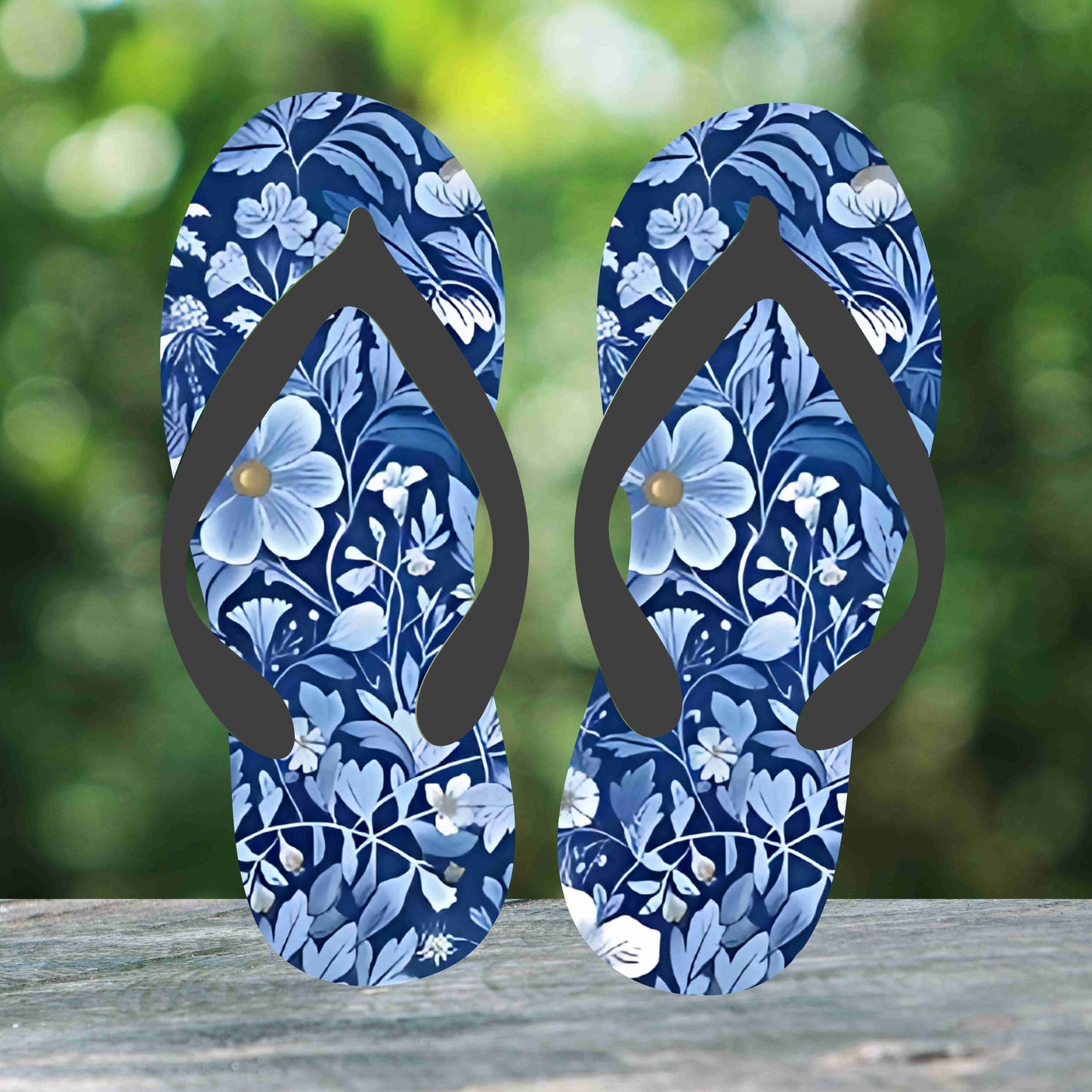Blue Flowers Flip Flops