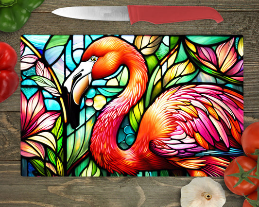 Stained Glass Flamingo Cutting Board
