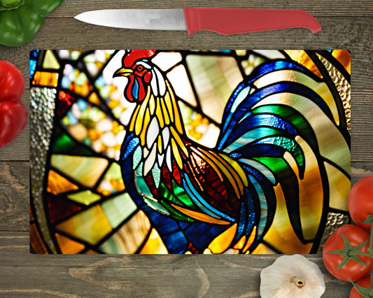 Stained Glass Rooster Cutting Board
