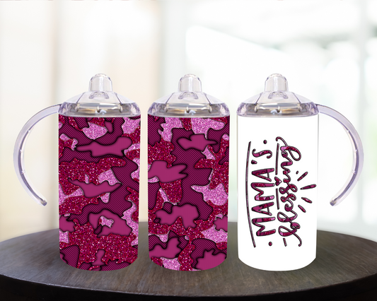 Mamas Blessing Pink Camo 12 oz Sippy Cup