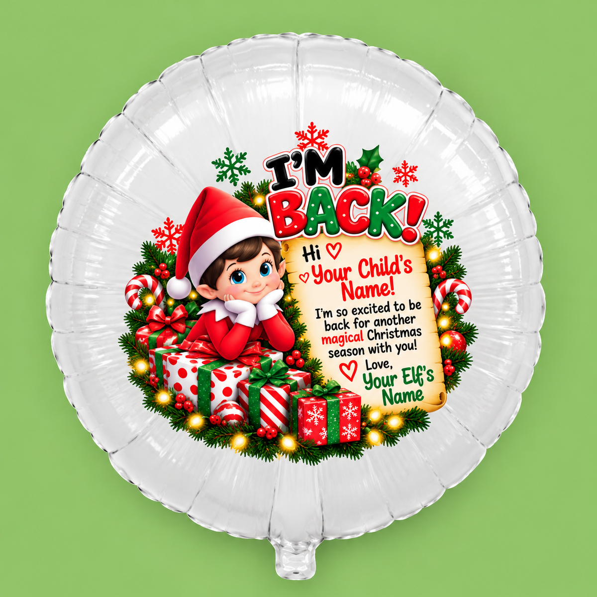 Personalized Elf Arrival Balloon – Boy or Girl Elf