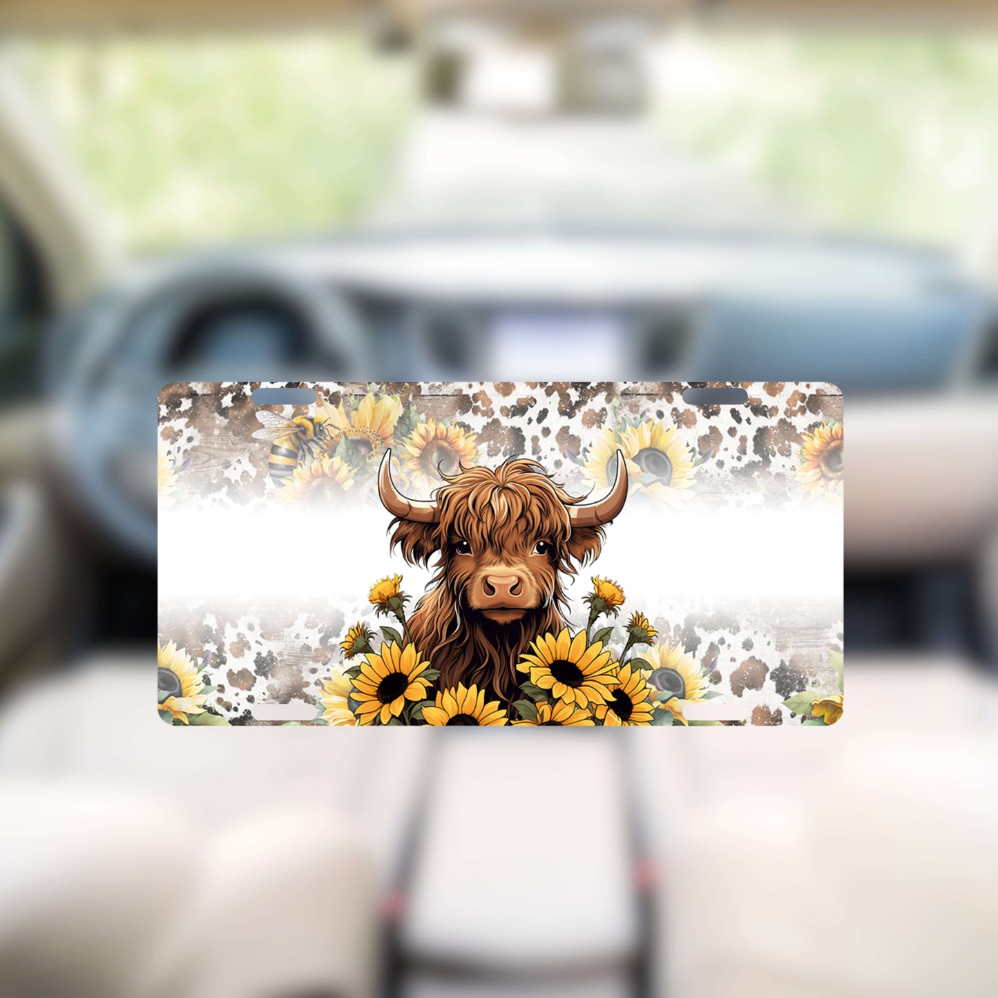 Heifer And Sunflowers License Plate