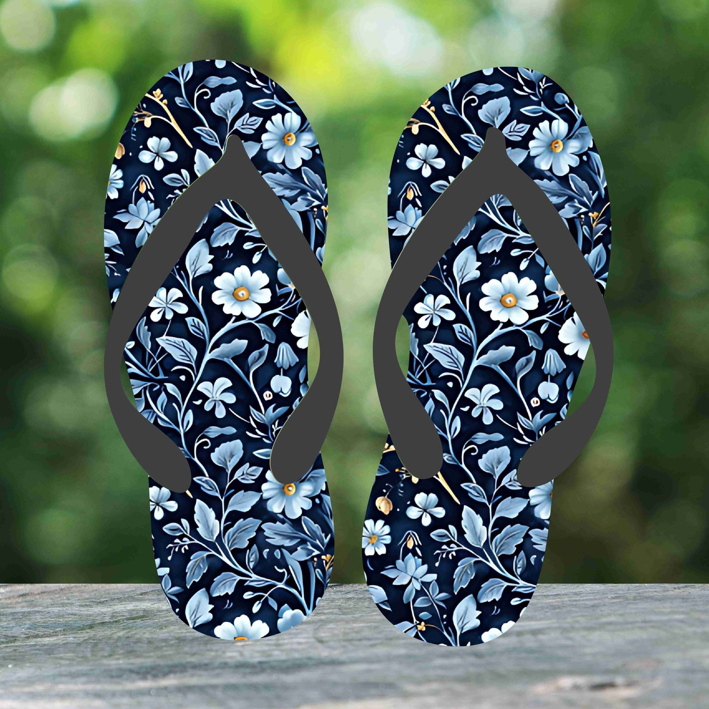 Little Blue Flowers Flip Flops