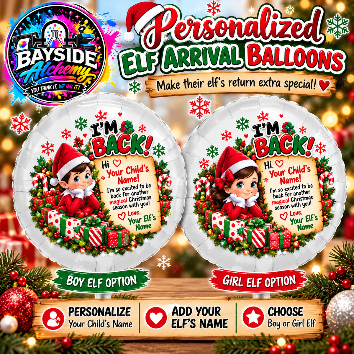 Personalized Elf Arrival Balloon – Boy or Girl Elf