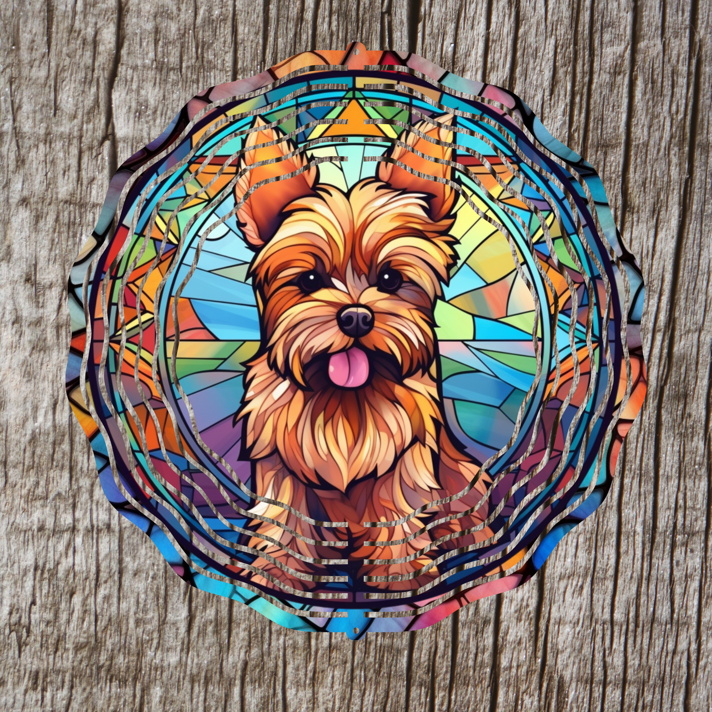 Yorkie Stained Glass Wind Spinner