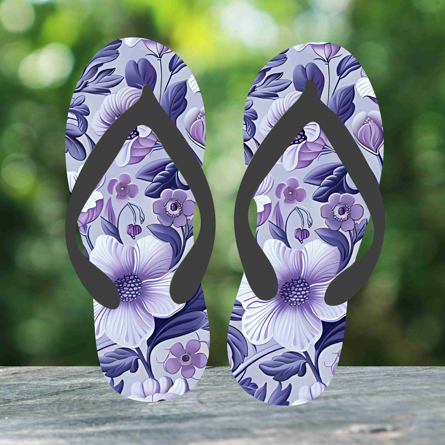 Purple Flowers Flip Flops