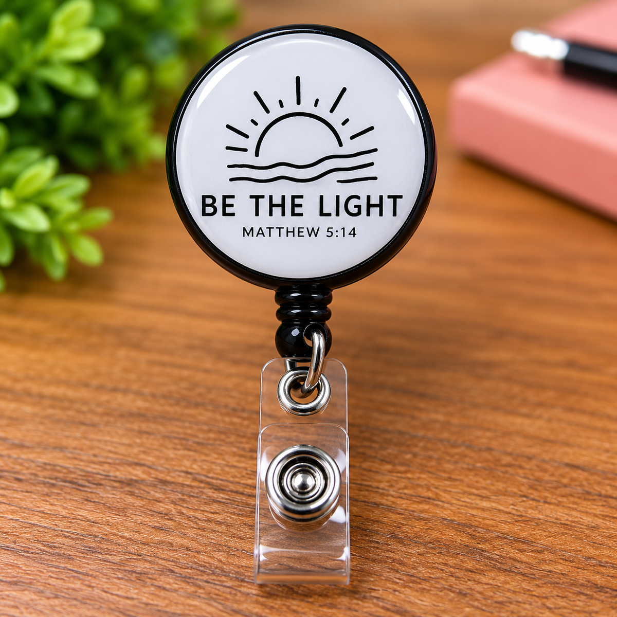 Be the Light Retractable Badge Reel – Matthew 5:14 Christian ID Holder