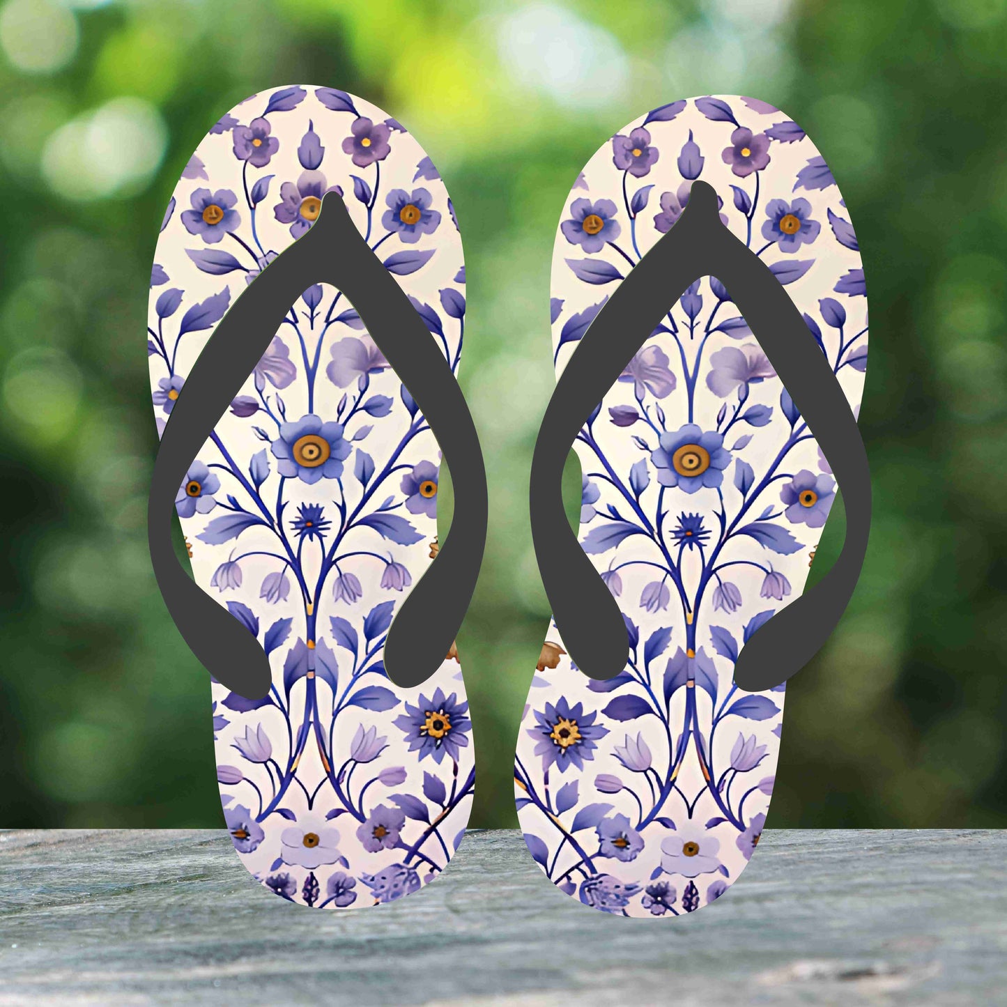 Tiny Purple Flowers Flip Flops
