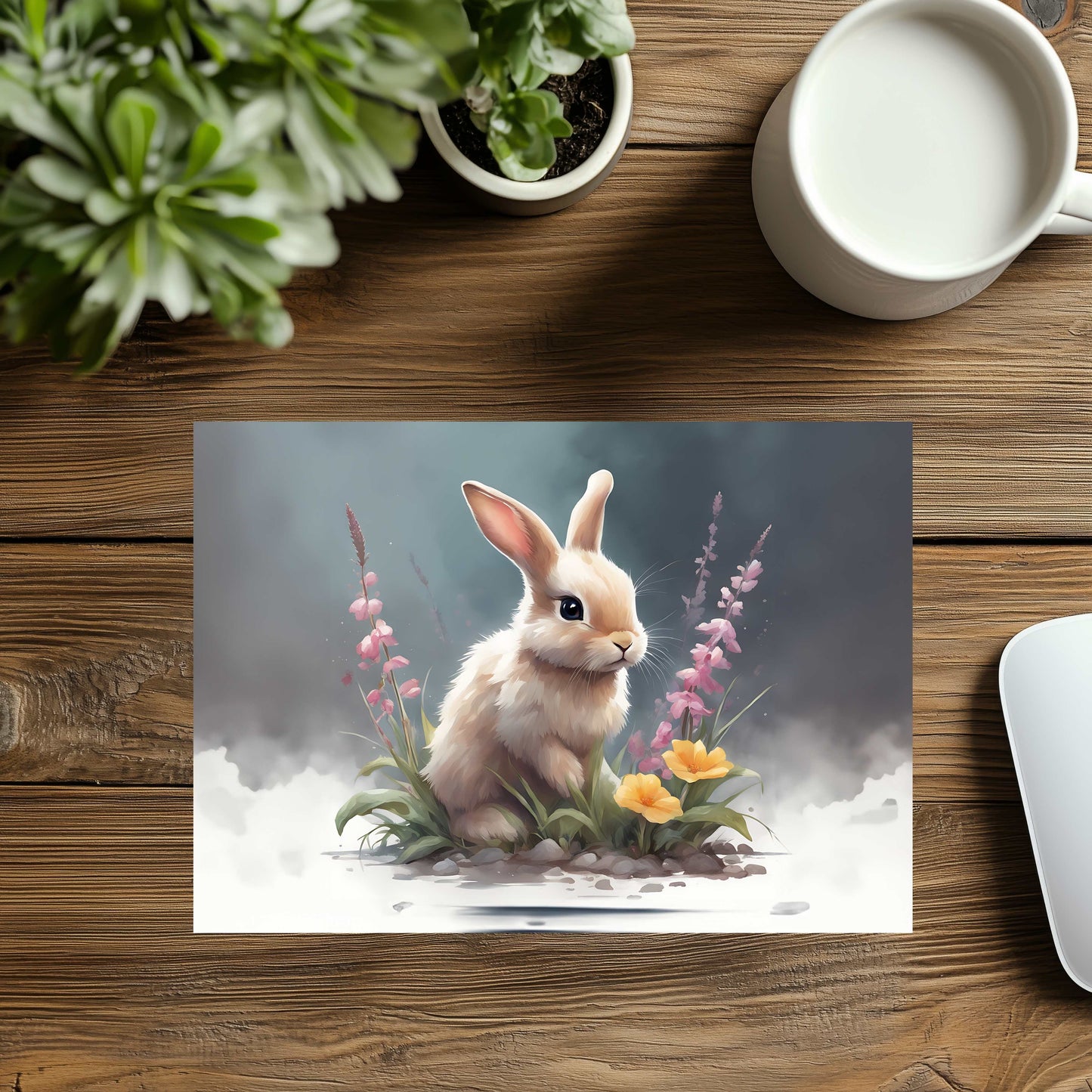 Bunny Flowers Mousepad
