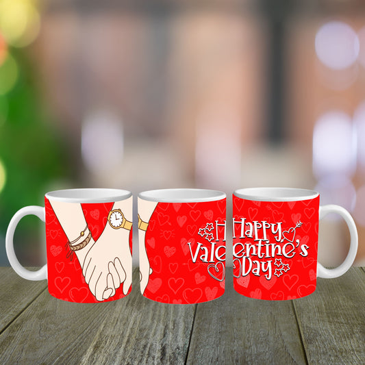 Holding Hands Happy Valentines Day Mug