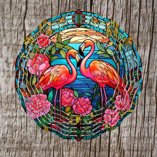 Flamingo Stained Glass Wind Spinner