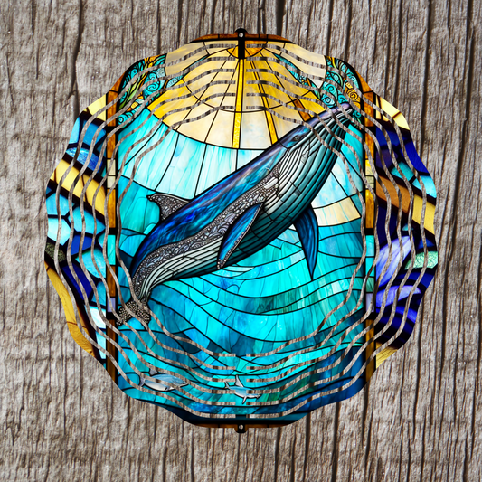 Whale Stained Glass Wind Spinner