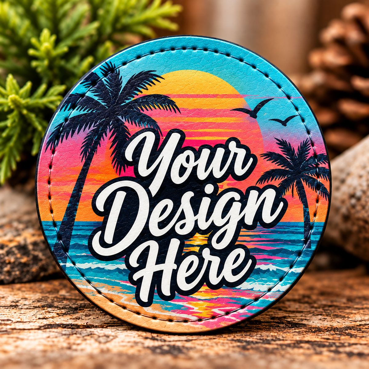 Custom Full-Color UV Printed Leatherette Hat Patch – 2.5" Round | Patch Only