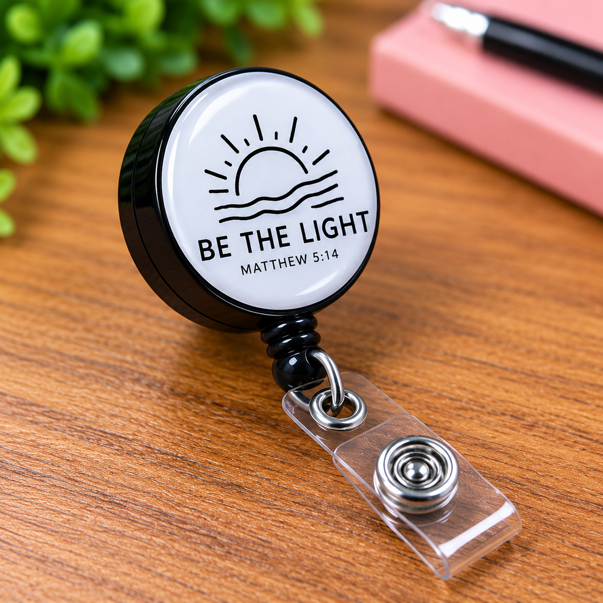 Be the Light Retractable Badge Reel – Matthew 5:14 Christian ID Holder