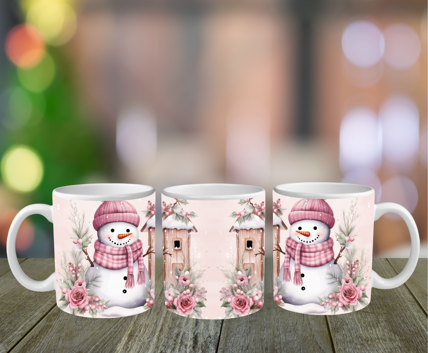 Pink Snowman Mug
