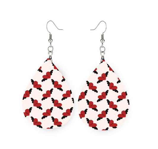 Flying Hearts Teardrop Earrings
